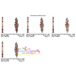 Floral Cup And Teapot Border-1 Kitchen Embroidery Design Pattern-2