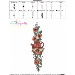 Floral Cup And Teapot Border-1 Kitchen Embroidery Design Pattern-3