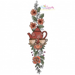 Floral Cup And Teapot Borders Kitchen Embroidery Design Bundle-11