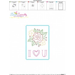 Valentine Cardstock Embroidery Design Pattern | I Heart You Flowers-2