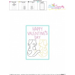 Valentine Cardstock Embroidery Design Pattern | Cats Happy Valentines Day-2