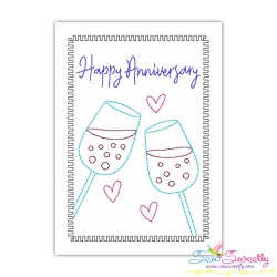 Cardstock Embroidery Design Pattern | Happy Anniversary Wine Glasses-1