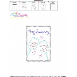 Cardstock Embroidery Design Pattern | Happy Anniversary Wine Glasses-2