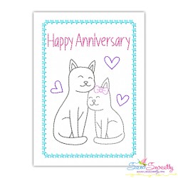 Cardstock Embroidery Design Pattern | Happy Anniversary Cats-1