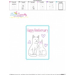 Cardstock Embroidery Design Pattern | Happy Anniversary Cats-2
