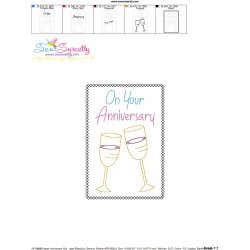 Cardstock Embroidery Design Pattern | Happy Anniversary Wine Glasses-2-2