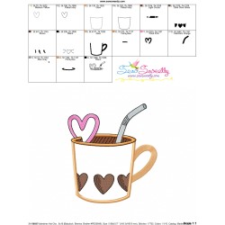 Valentine's Hot Chocolate Cup-2 Applique Design Pattern-3