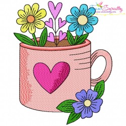 Valentine's Hot Chocolate Cups Embroidery Design Bundle-7