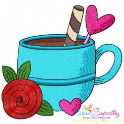 Valentine's Hot Chocolate Cups Embroidery Design Bundle-8