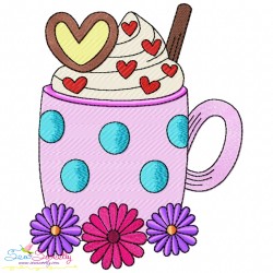 Valentine's Hot Chocolate Cups Embroidery Design Bundle-9