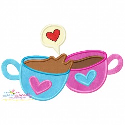 Valentine's Hot Chocolate Cups Applique Design Bundle-4