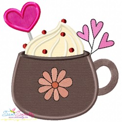 Valentine's Hot Chocolate Cups Applique Design Bundle-3