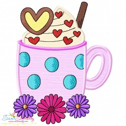 Valentine's Hot Chocolate Cups Applique Design Bundle-8