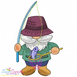 Boy Fishing Gnomes Embroidery Design Bundle-7