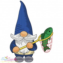 Boy Fishing Gnomes Embroidery Design Bundle-6