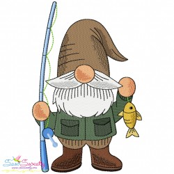 Boy Fishing Gnomes Embroidery Design Bundle-3