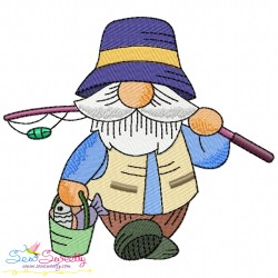 Boy Fishing Gnomes Embroidery Design Bundle-9