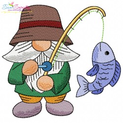 Boy Fishing Gnomes Embroidery Design Bundle-2