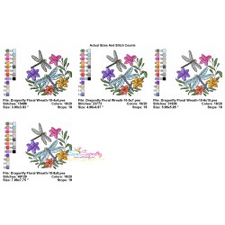 Embroidery Design Pattern | Dragonfly Floral Wreath-10-2