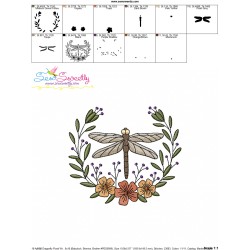 Embroidery Design Pattern | Dragonfly Floral Wreath-9-3