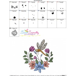 Embroidery Design Pattern | Dragonfly Floral Wreath-8-3