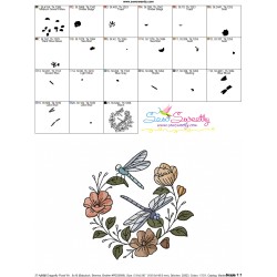 Embroidery Design Pattern | Dragonfly Floral Wreath-7-3