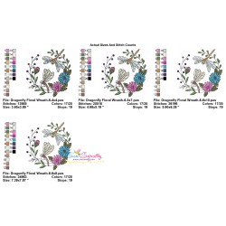 Embroidery Design Pattern | Dragonfly Floral Wreath-6-2
