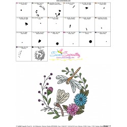 Embroidery Design Pattern | Dragonfly Floral Wreath-6-3