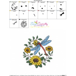 Embroidery Design Pattern | Dragonfly Floral Wreath-5-3