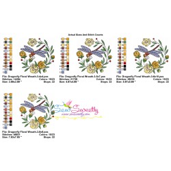 Embroidery Design Pattern | Dragonfly Floral Wreath-3-2