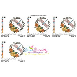 Free Embroidery Design Pattern | Dragonfly Floral Wreath-1-2