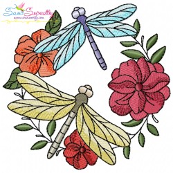 Embroidery Design Pattern | Dragonfly Floral Wreaths Bundle-5