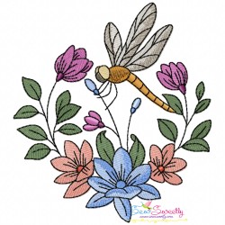 Embroidery Design Pattern | Dragonfly Floral Wreaths Bundle-9