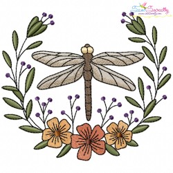 Embroidery Design Pattern | Dragonfly Floral Wreaths Bundle-10