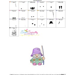 Girl Fishing Gnome-7 Embroidery Design Pattern-3