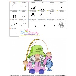 Girl Fishing Gnome-6 Embroidery Design Pattern-3