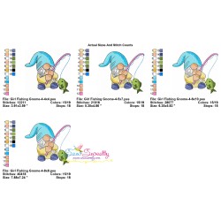 Girl Fishing Gnome-4 Embroidery Design Pattern-2