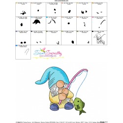 Girl Fishing Gnome-4 Embroidery Design Pattern-3