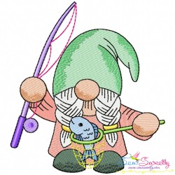 Girl Fishing Gnomes Embroidery Design Bundle-4