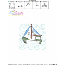 Embroidery Design Pattern | Sailboat Nautical Quilt Block-3