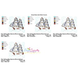 Embroidery Design Pattern - Sailing Ship Nautical Quilt Block-2