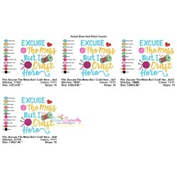 Embroidery Design Pattern - Excuse The Mess But I Craft Here-2