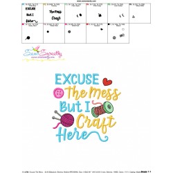 Embroidery Design Pattern - Excuse The Mess But I Craft Here-3