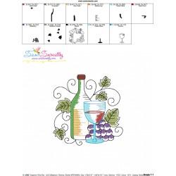 Embroidery Design Pattern - Grapevine Wine Bottle And Glass-2-3