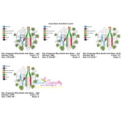 Embroidery Design Pattern - Grapevine Wine Bottle And Glass-1-2
