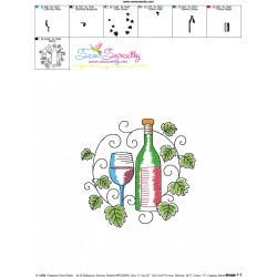 Embroidery Design Pattern - Grapevine Wine Bottle And Glass-1-3
