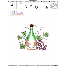 Embroidery Design Pattern - Grapevine And Wine Jar-3