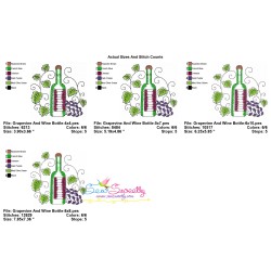 Embroidery Design Pattern - Grapevine And Wine Bottle-2
