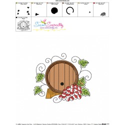 Embroidery Design Pattern - Grapevine And Wine Barrel-1-3