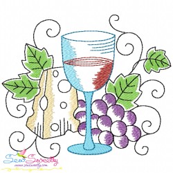 Grapevine And Wine Glasses Embroidery Design Bundle-3